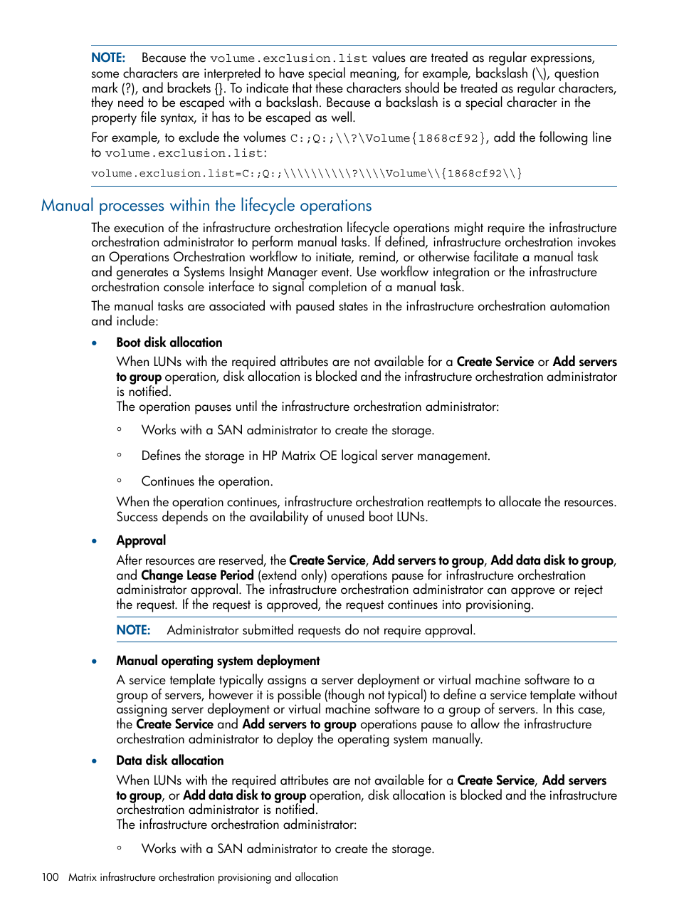 Manual processes within the lifecycle operations | HP Matrix Operating Environment Software User Manual | Page 100 / 223