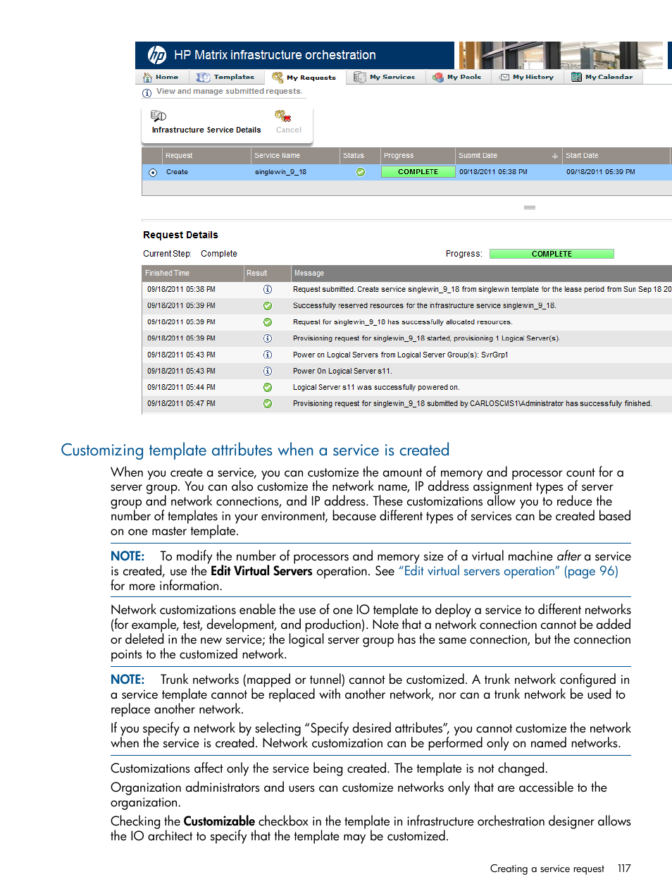 Customizing template attributes | HP Matrix Operating Environment Software User Manual | Page 117 / 223