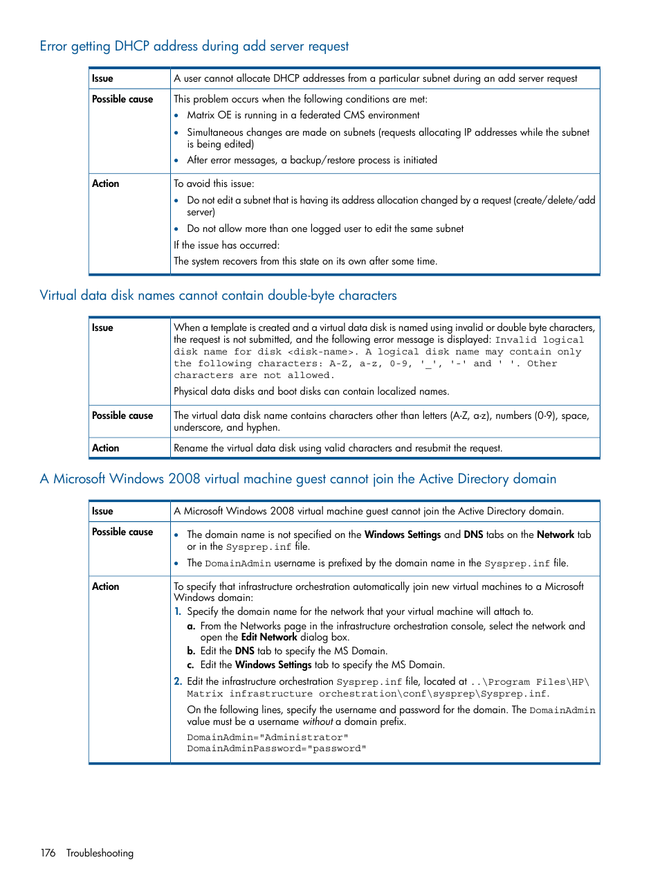 HP Matrix Operating Environment Software User Manual | Page 176 / 223