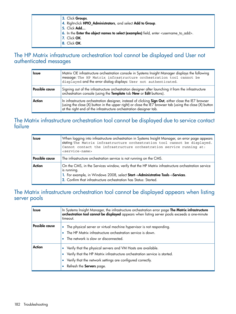 HP Matrix Operating Environment Software User Manual | Page 182 / 223