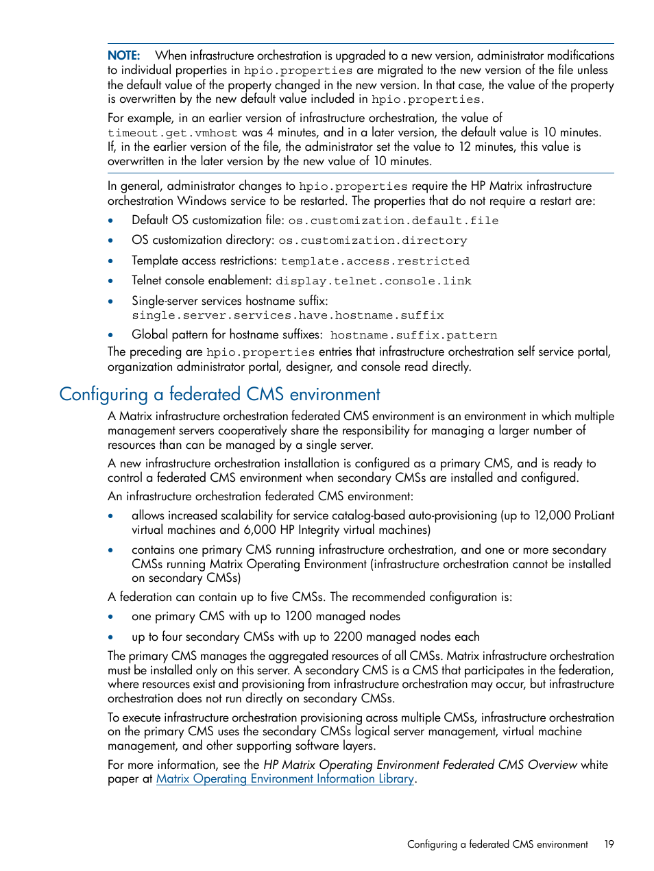 Configuring a federated cms environment | HP Matrix Operating Environment Software User Manual | Page 19 / 223