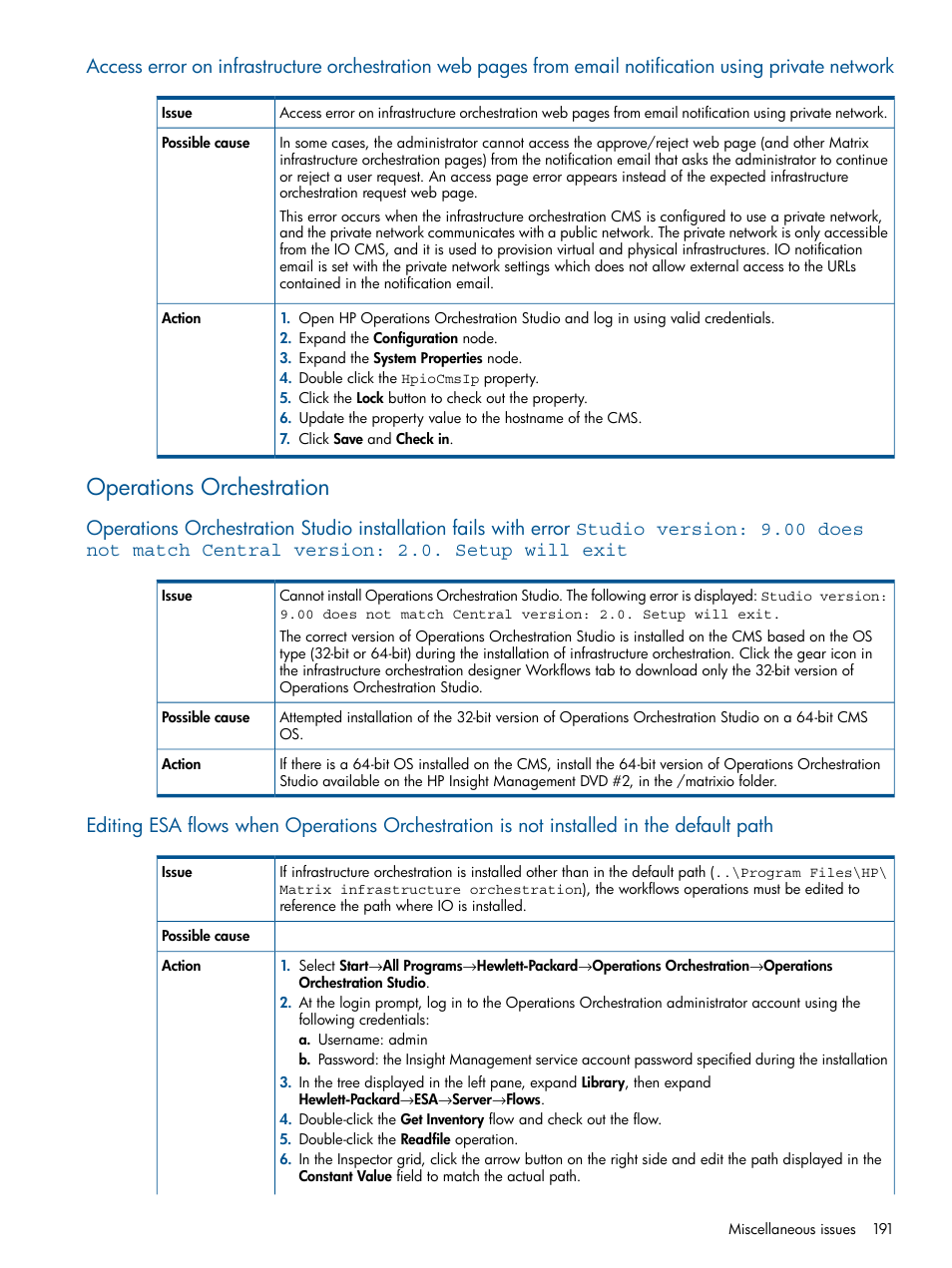 Operations orchestration | HP Matrix Operating Environment Software User Manual | Page 191 / 223