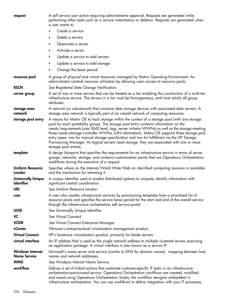 Compute resource pools, Template, Users | Templates, Resources | HP Matrix Operating Environment Software User Manual | Page 210 / 223