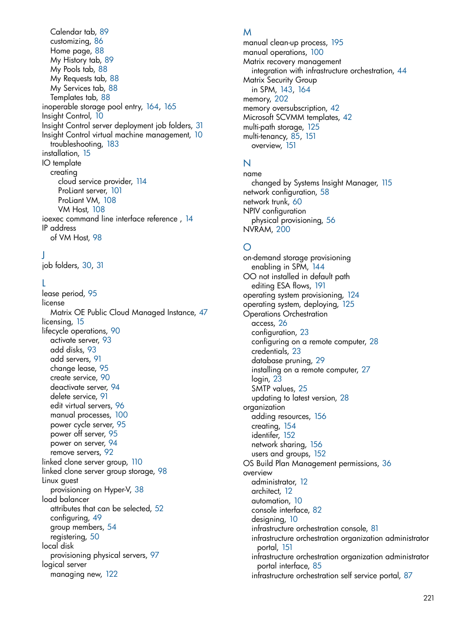 HP Matrix Operating Environment Software User Manual | Page 221 / 223