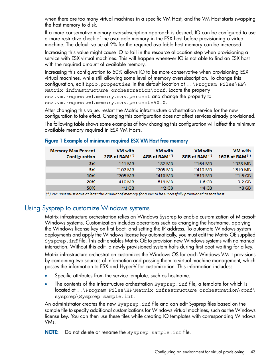 Using sysprep to customize windows systems | HP Matrix Operating Environment Software User Manual | Page 43 / 223