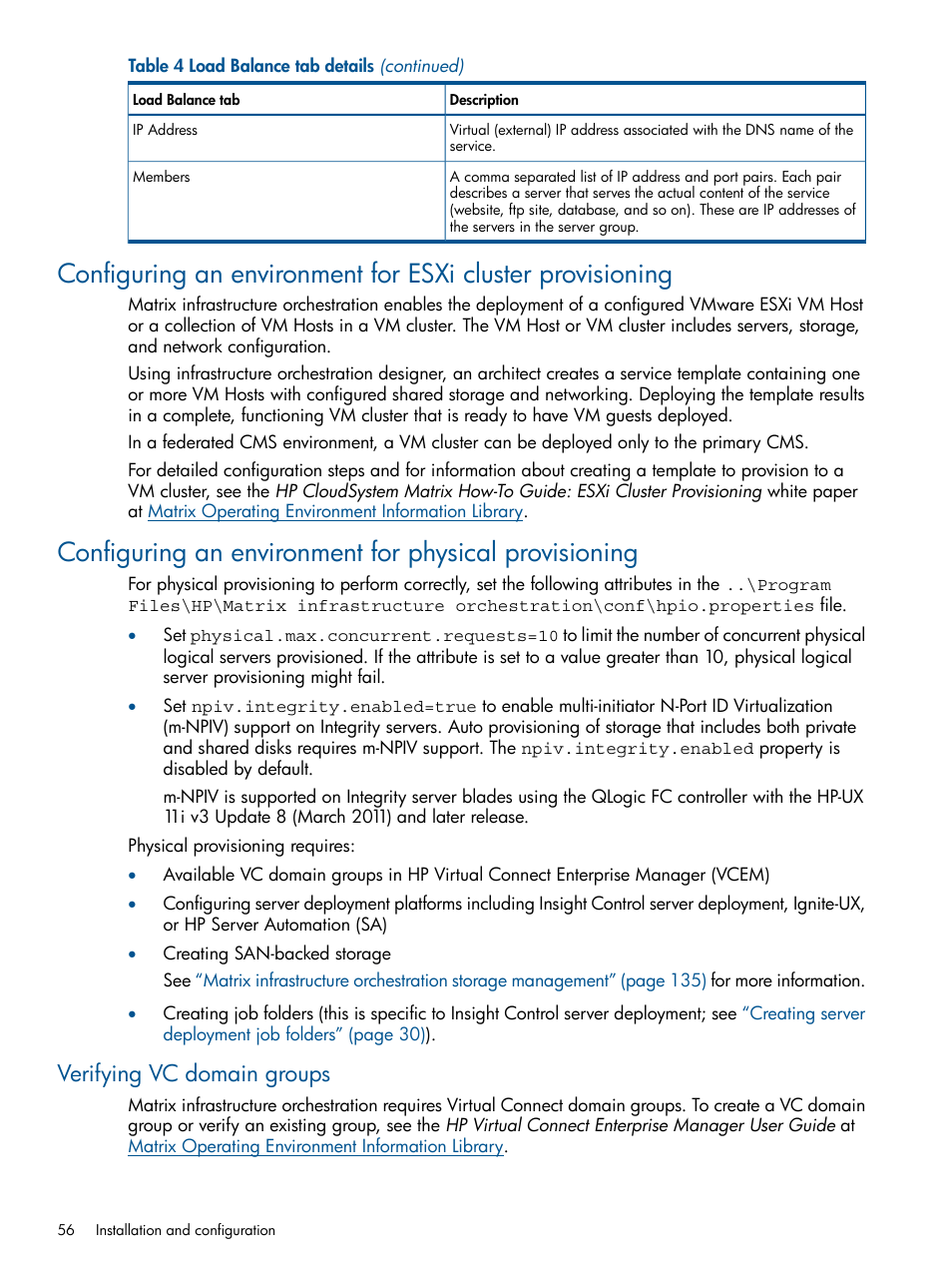 Verifying vc domain groups | HP Matrix Operating Environment Software User Manual | Page 56 / 223