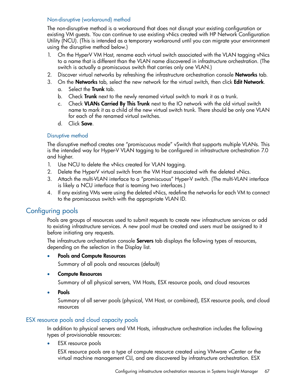 Configuring pools, Esx resource pools and cloud capacity pools | HP Matrix Operating Environment Software User Manual | Page 67 / 223