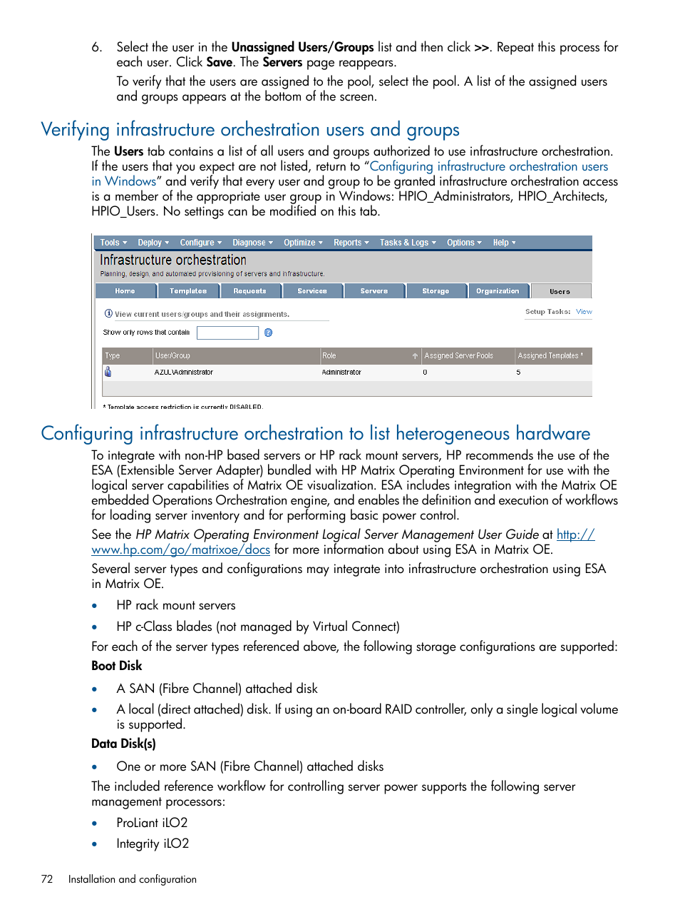 HP Matrix Operating Environment Software User Manual | Page 72 / 223