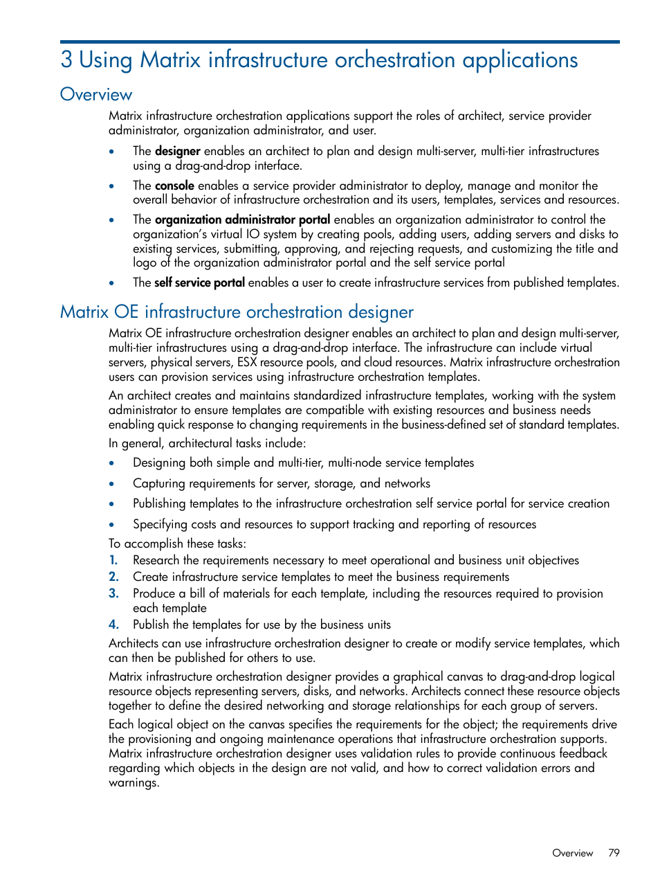 Overview, Matrix oe infrastructure orchestration designer | HP Matrix Operating Environment Software User Manual | Page 79 / 223