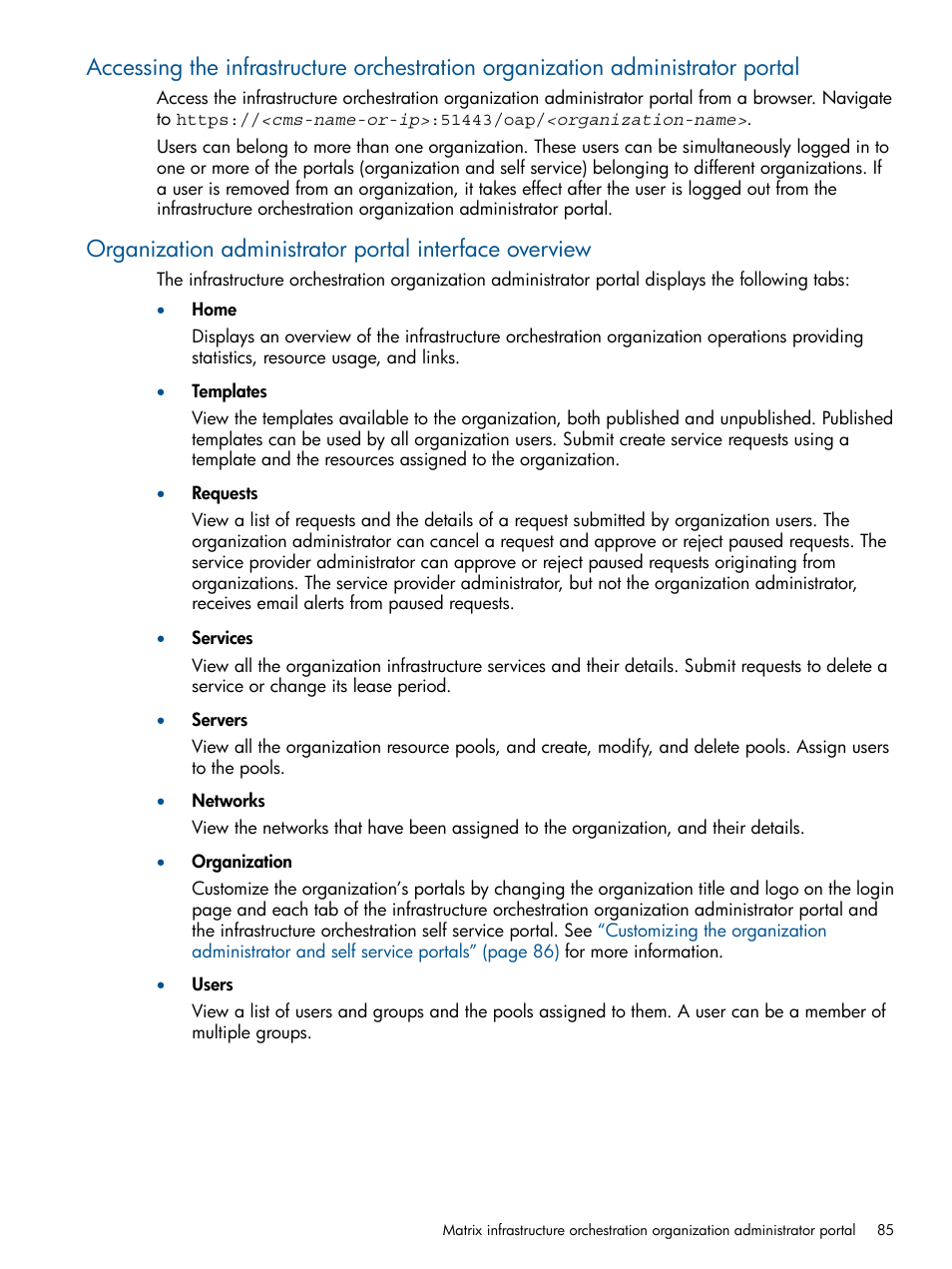 HP Matrix Operating Environment Software User Manual | Page 85 / 223