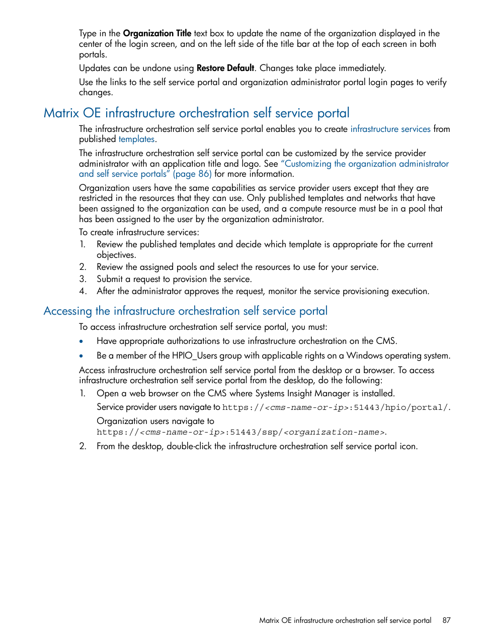 HP Matrix Operating Environment Software User Manual | Page 87 / 223