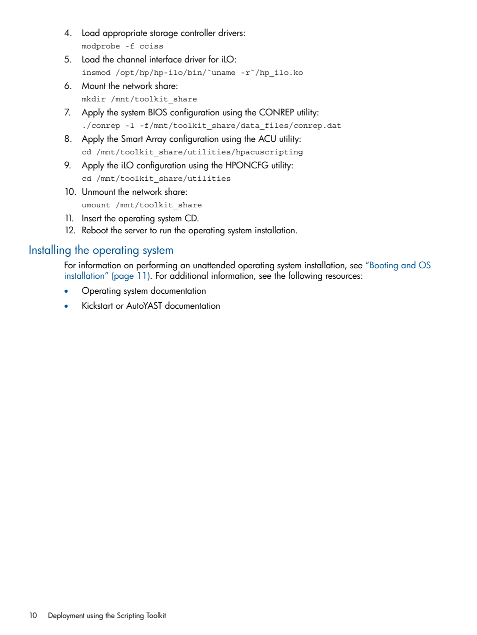 Installing the operating system | HP ProLiant DL380 Server User Manual | Page 10 / 65