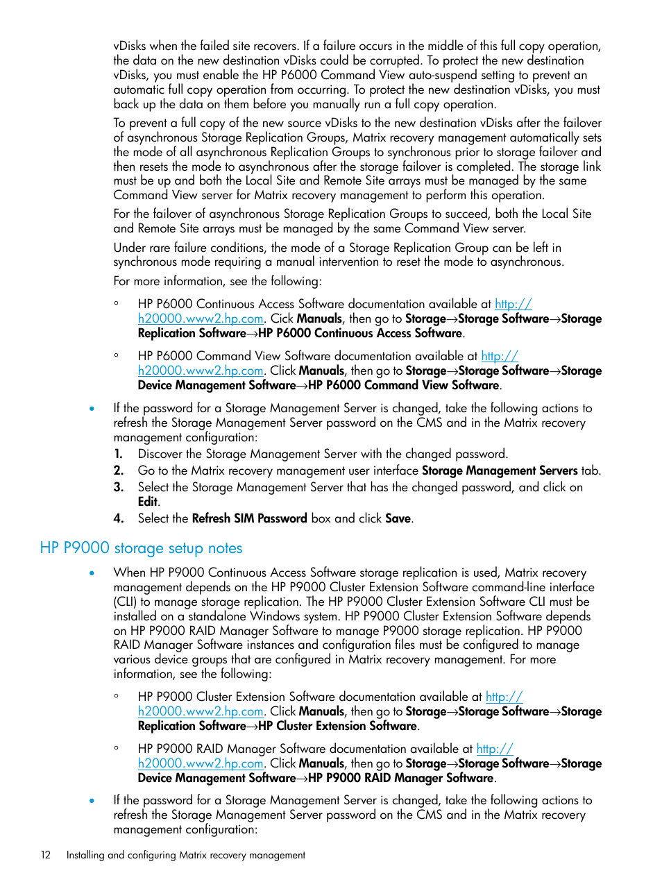 Hp p9000 storage setup notes | HP Matrix Operating Environment Software User Manual | Page 12 / 76