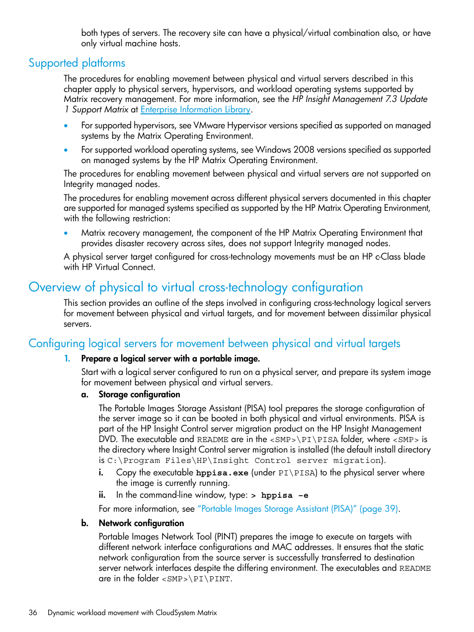 Supported platforms | HP Matrix Operating Environment Software User Manual | Page 36 / 76