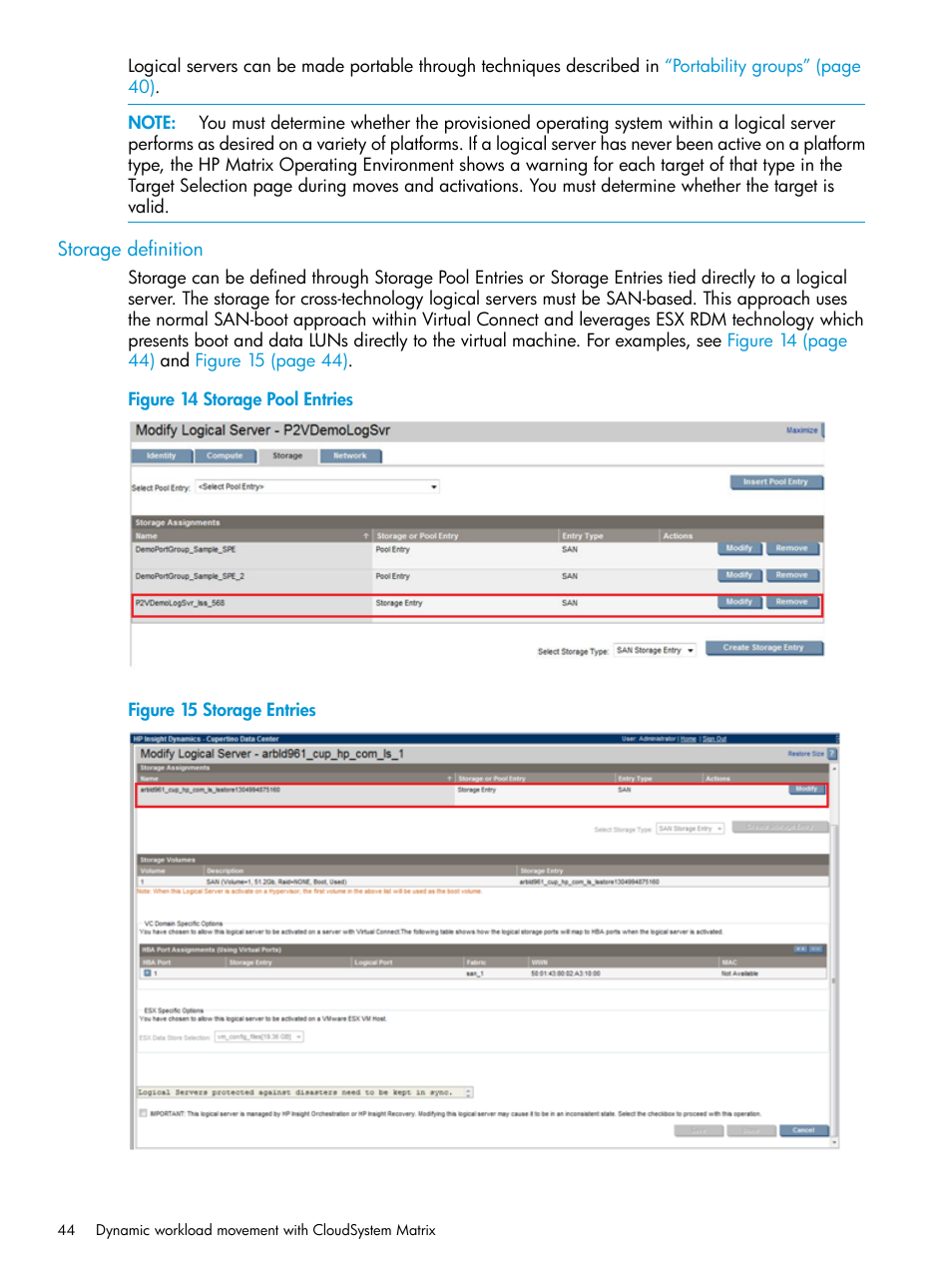 Storage definition | HP Matrix Operating Environment Software User Manual | Page 44 / 76