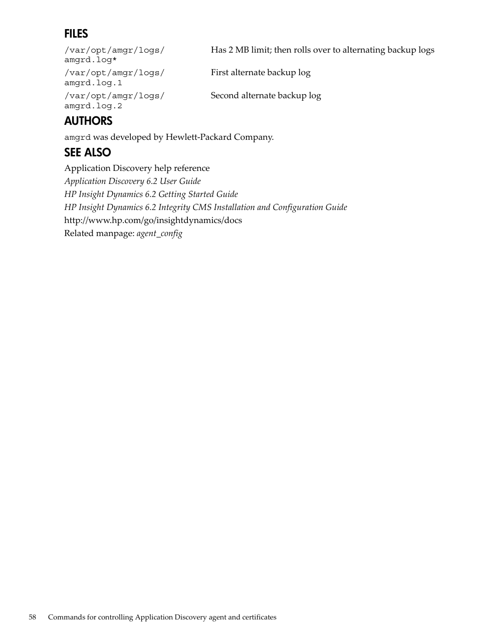 Files, Authors, See also | HP Matrix Operating Environment Software User Manual | Page 58 / 77