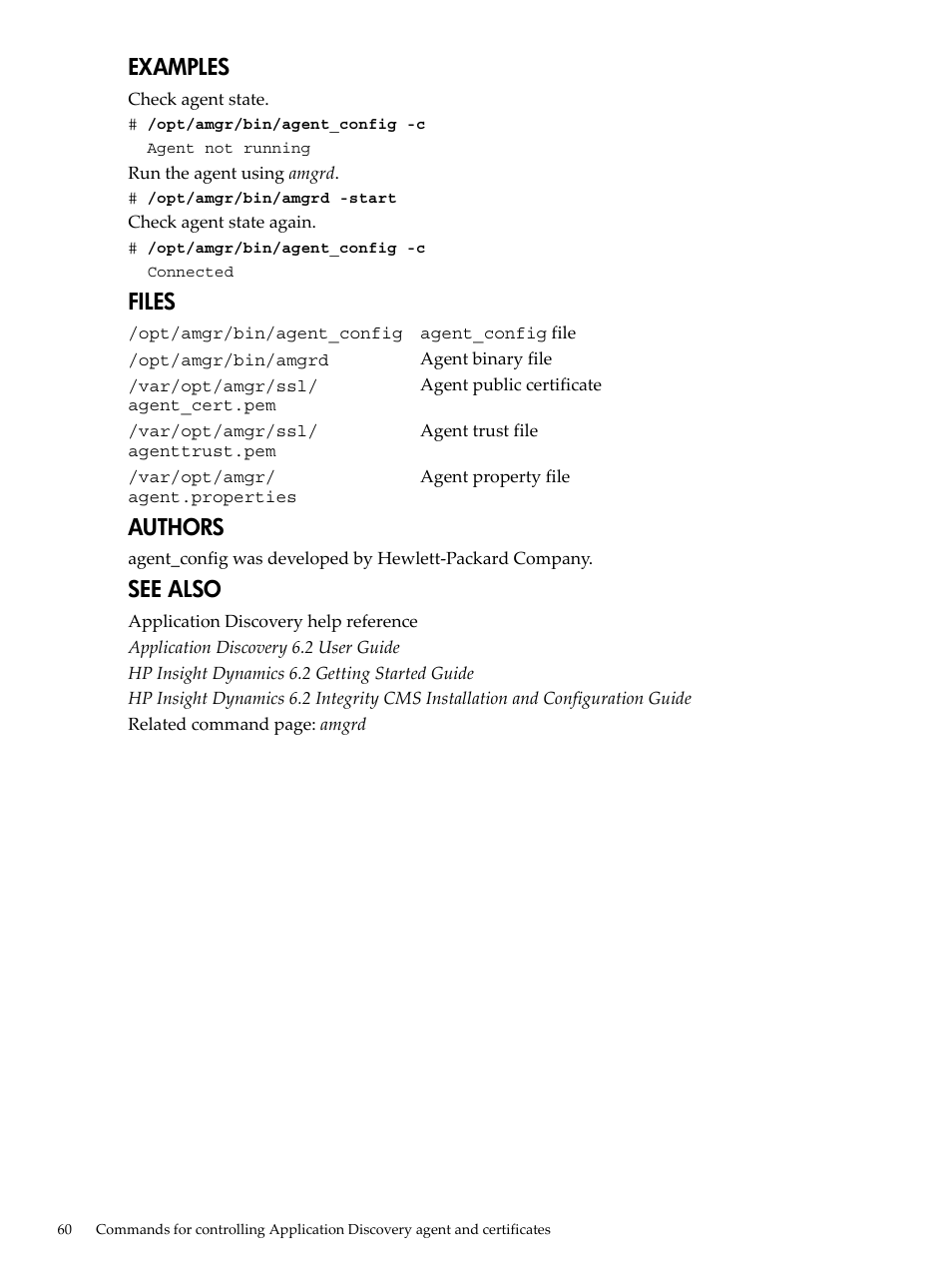 Examples, Files, Authors | See also | HP Matrix Operating Environment Software User Manual | Page 60 / 77