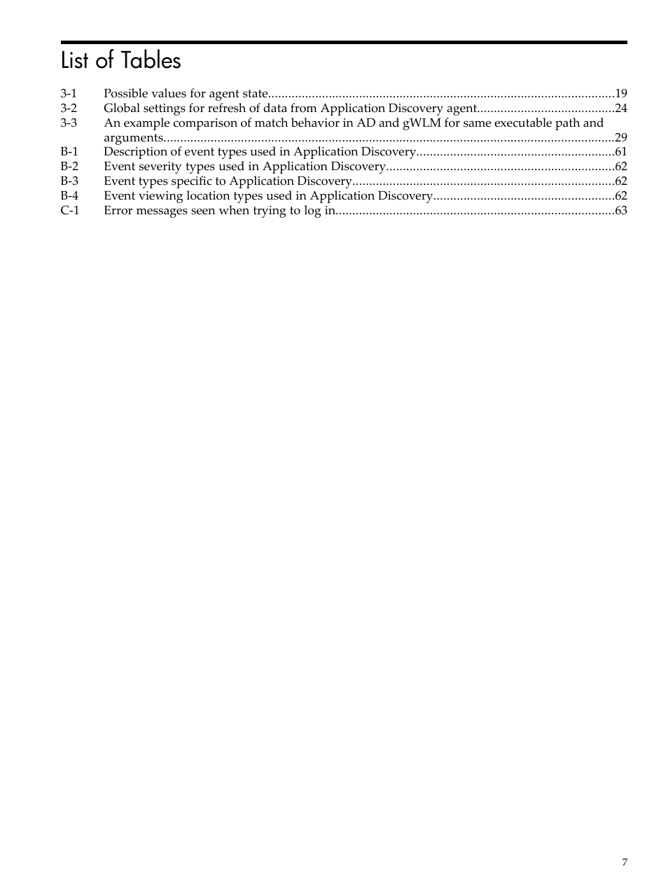 List of tables | HP Matrix Operating Environment Software User Manual | Page 7 / 77