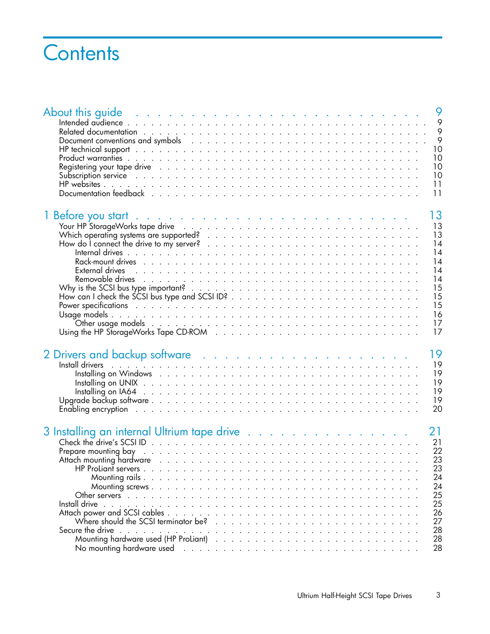 HP StoreEver Ultrium Tape Drives User Manual | Page 3 / 78