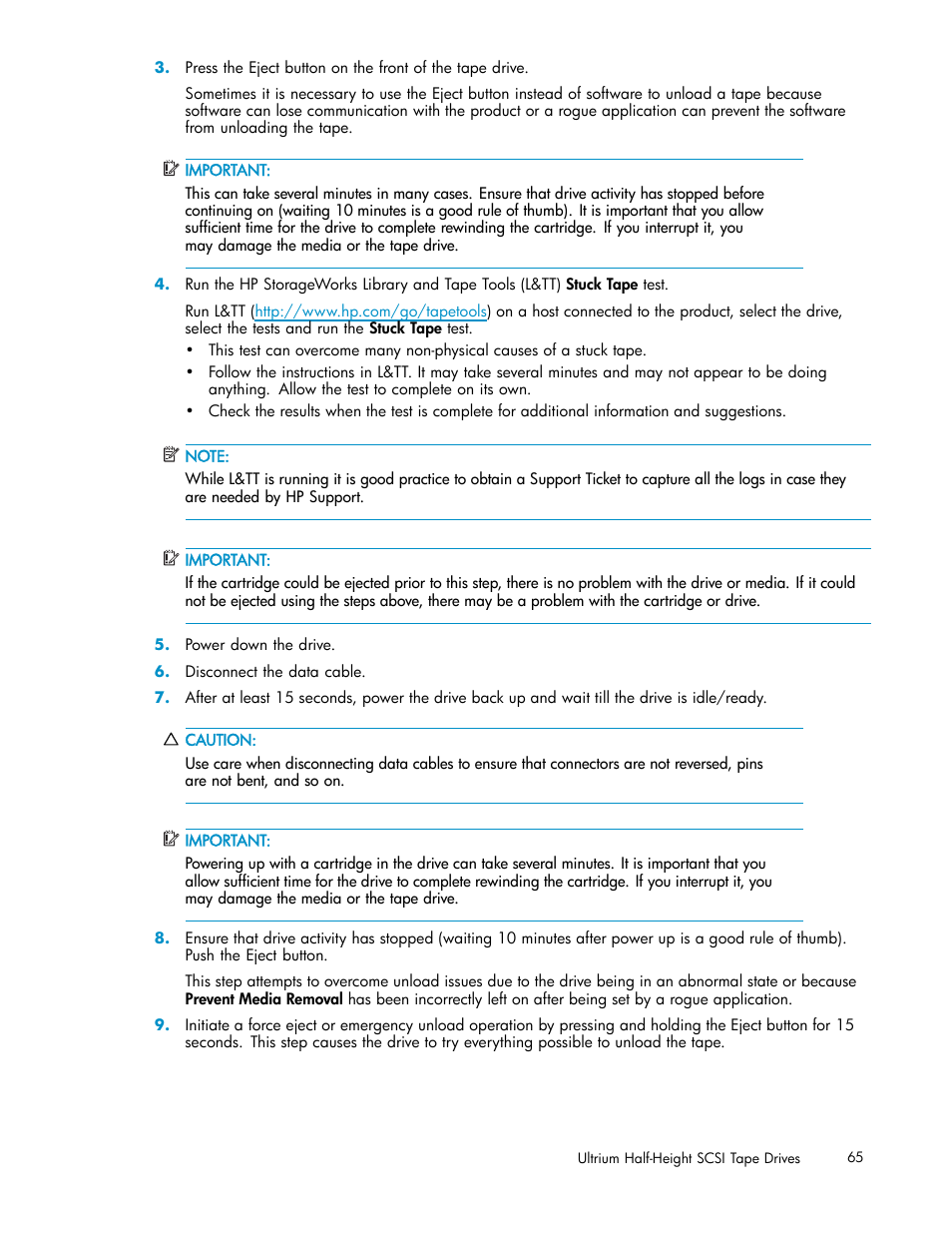 HP StoreEver Ultrium Tape Drives User Manual | Page 65 / 78