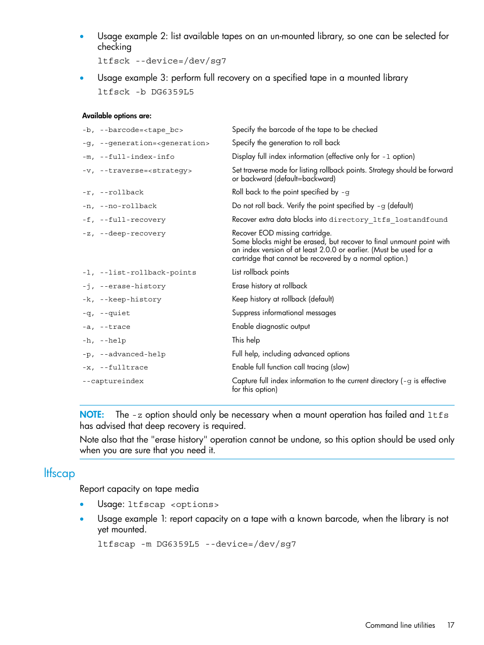 Ltfscap | HP StoreEver Ultrium Tape Drives User Manual | Page 17 / 25