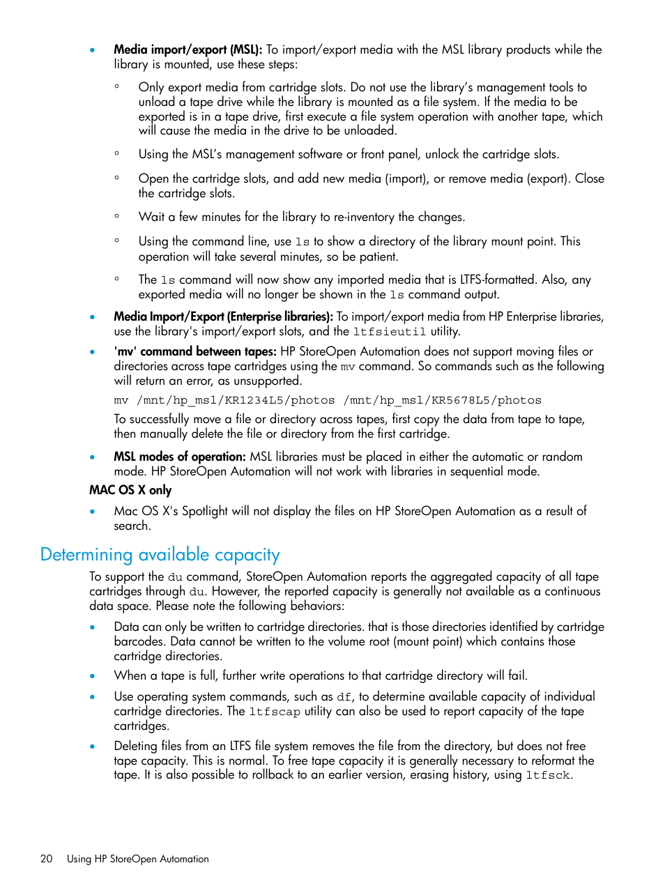 Determining available capacity | HP StoreEver Ultrium Tape Drives User Manual | Page 20 / 25