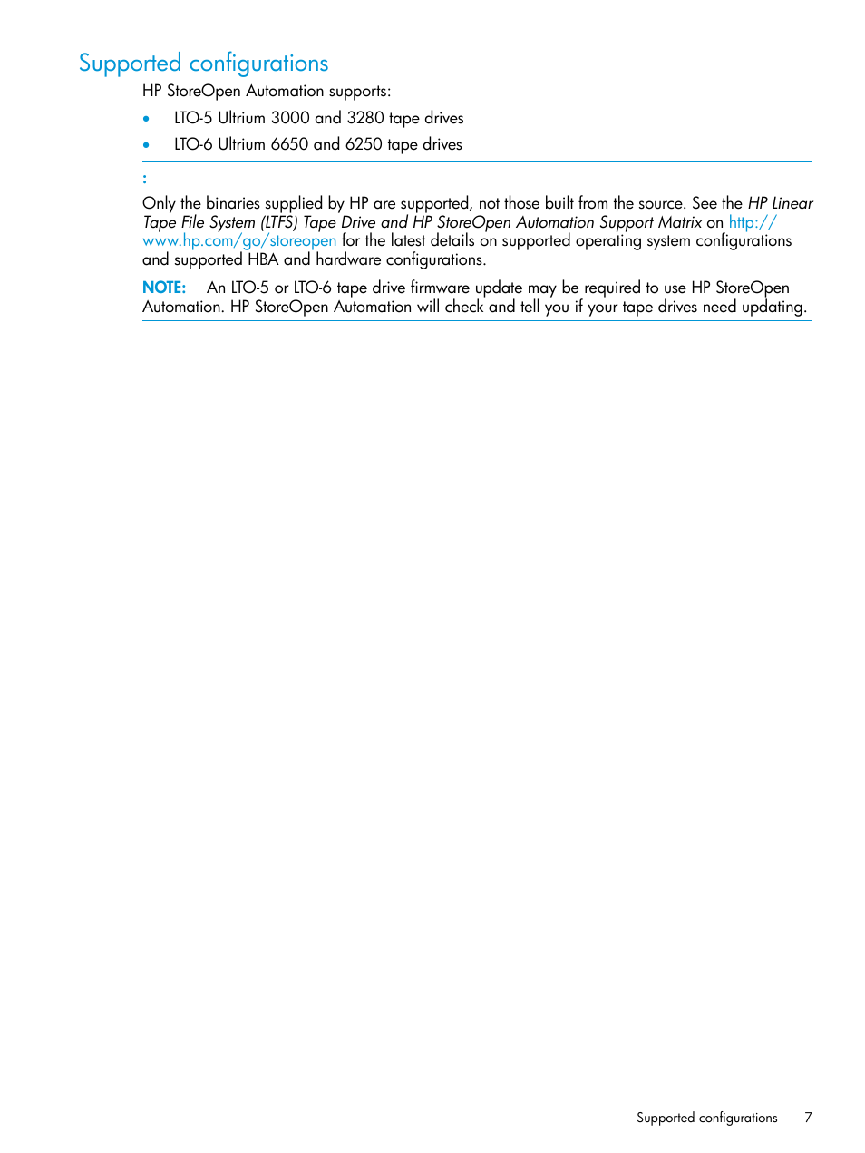 Supported configurations | HP StoreEver Ultrium Tape Drives User Manual | Page 7 / 25