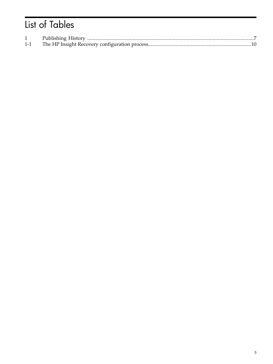 List of tables | HP Matrix Operating Environment Software User Manual | Page 5 / 36