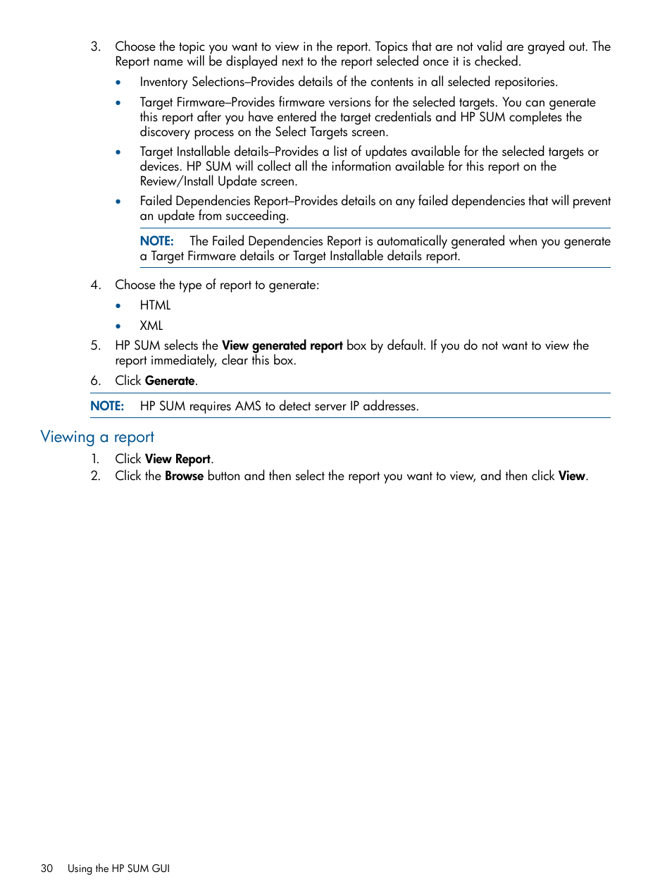 Viewing a report | HP Smart Update Manager User Manual | Page 30 / 77