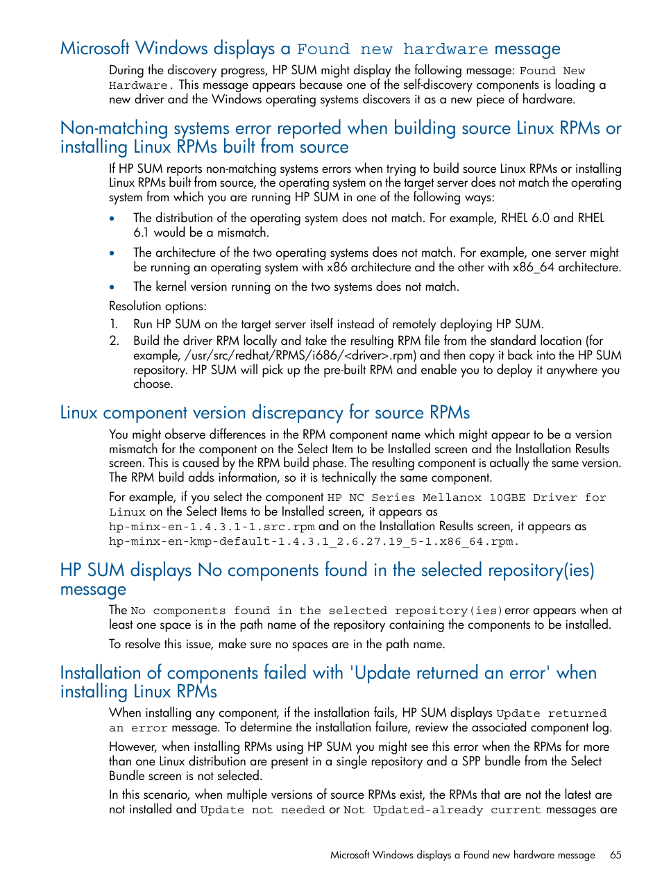 HP Smart Update Manager User Manual | Page 65 / 77