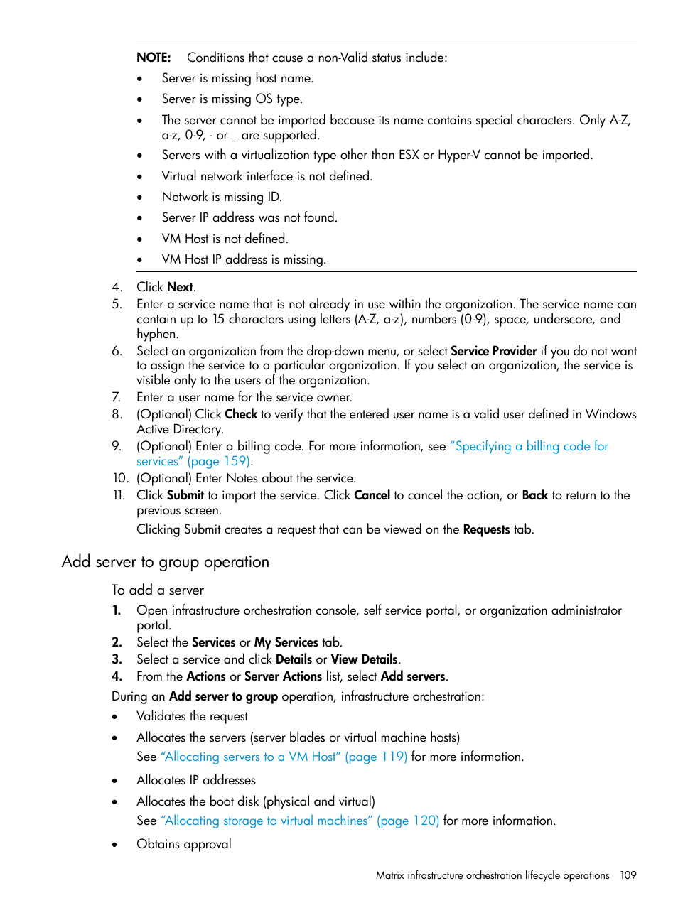 Add server to group operation | HP Matrix Operating Environment Software User Manual | Page 109 / 264
