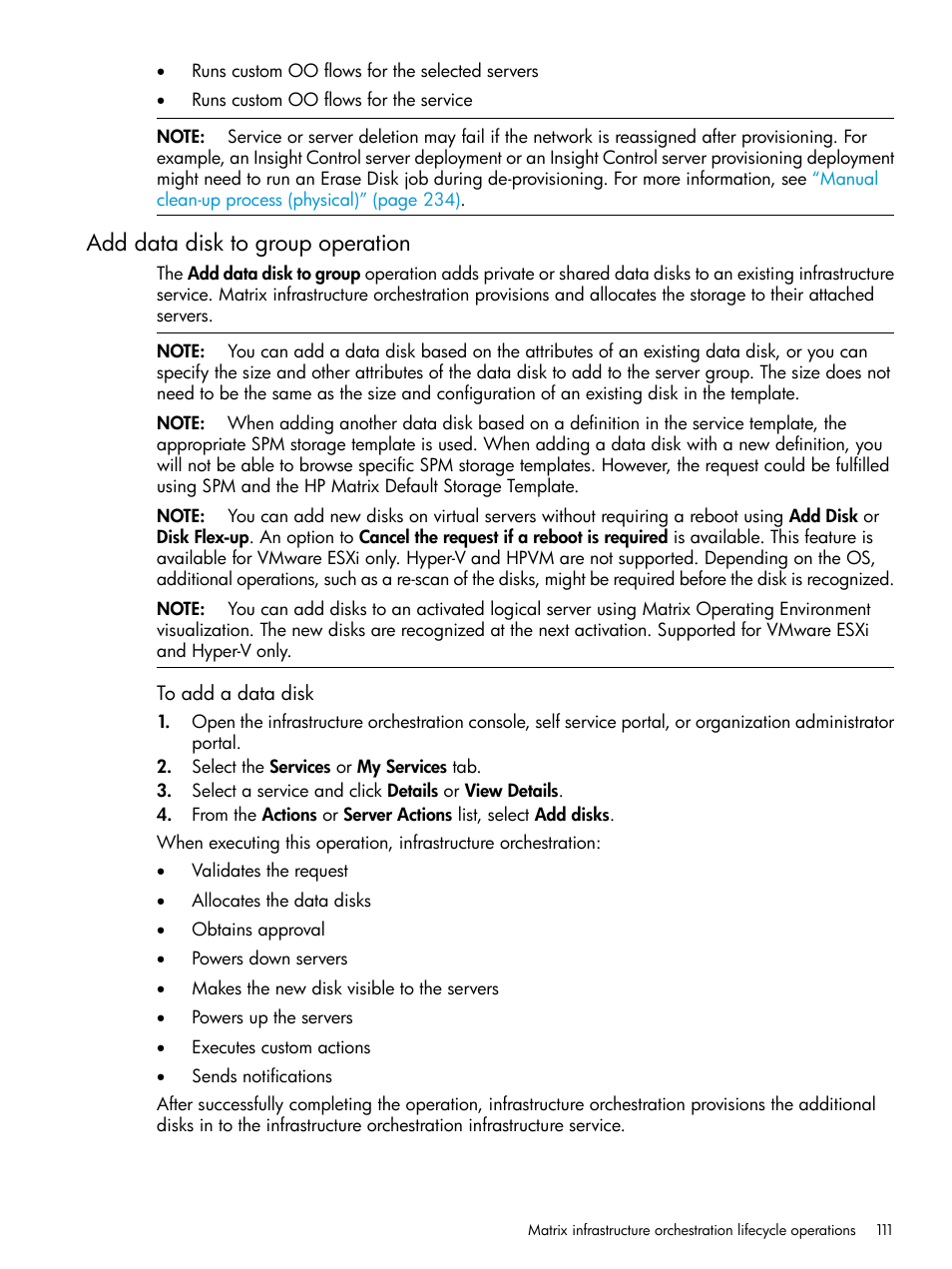 Add data disk to group operation | HP Matrix Operating Environment Software User Manual | Page 111 / 264