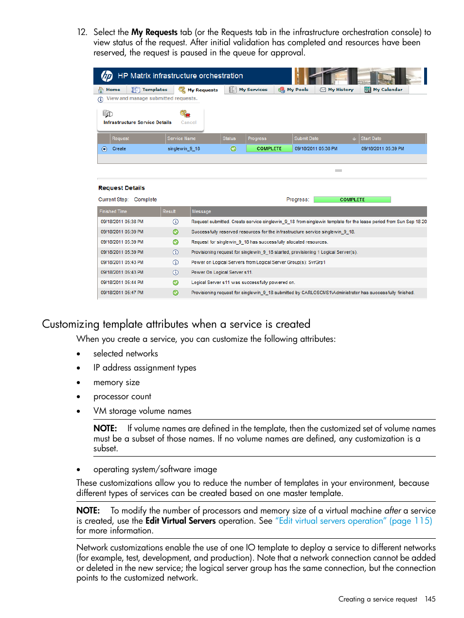 Customizing template attributes | HP Matrix Operating Environment Software User Manual | Page 145 / 264