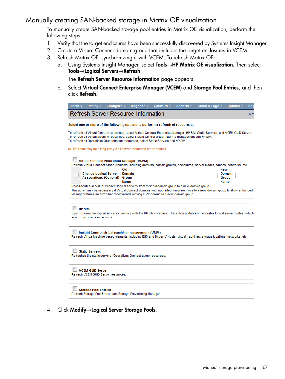 HP Matrix Operating Environment Software User Manual | Page 167 / 264