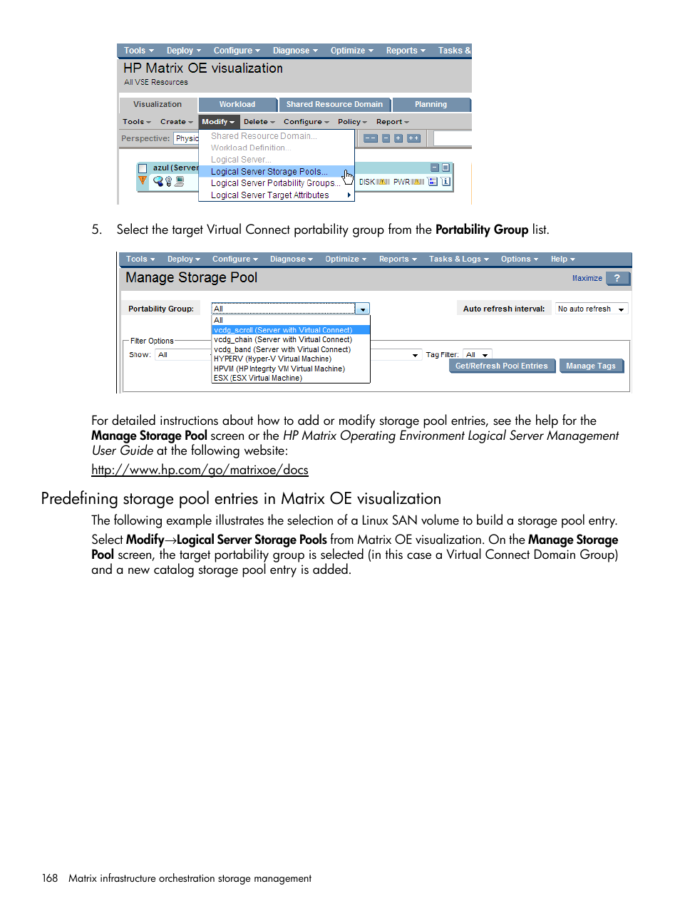 HP Matrix Operating Environment Software User Manual | Page 168 / 264