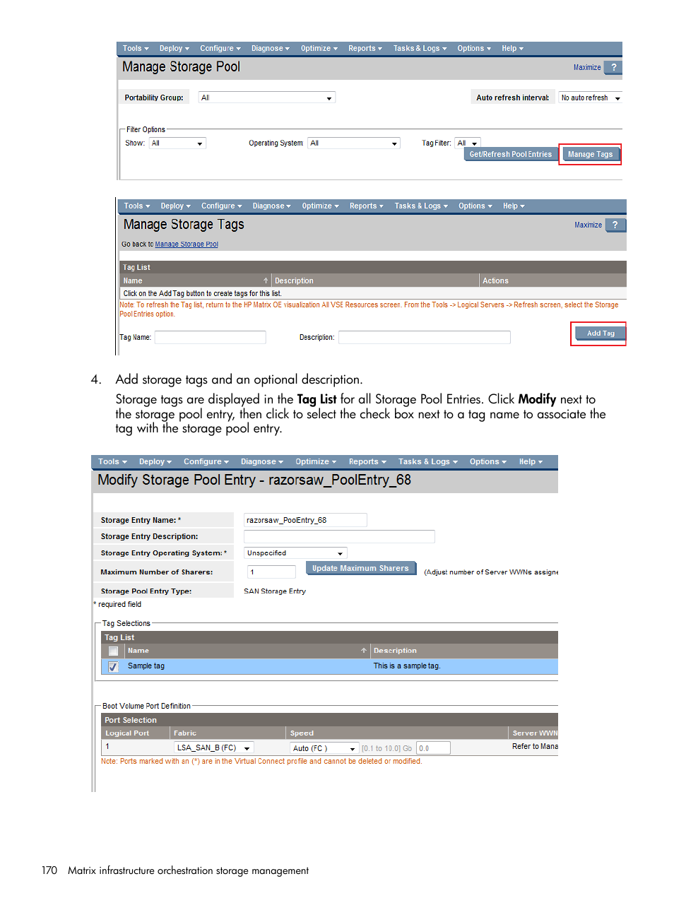 HP Matrix Operating Environment Software User Manual | Page 170 / 264