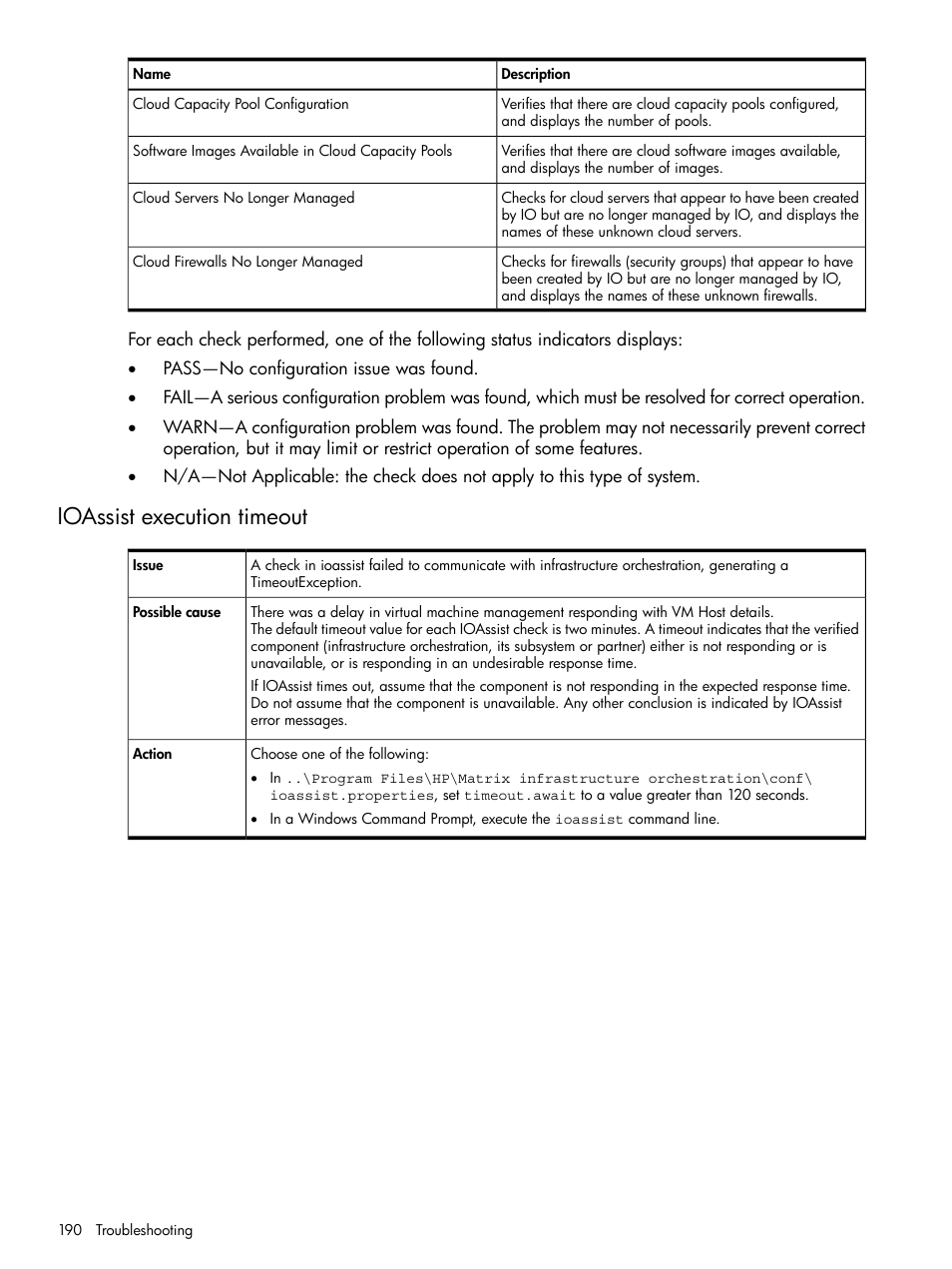 Ioassist execution timeout | HP Matrix Operating Environment Software User Manual | Page 190 / 264