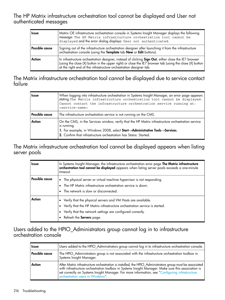 HP Matrix Operating Environment Software User Manual | Page 216 / 264