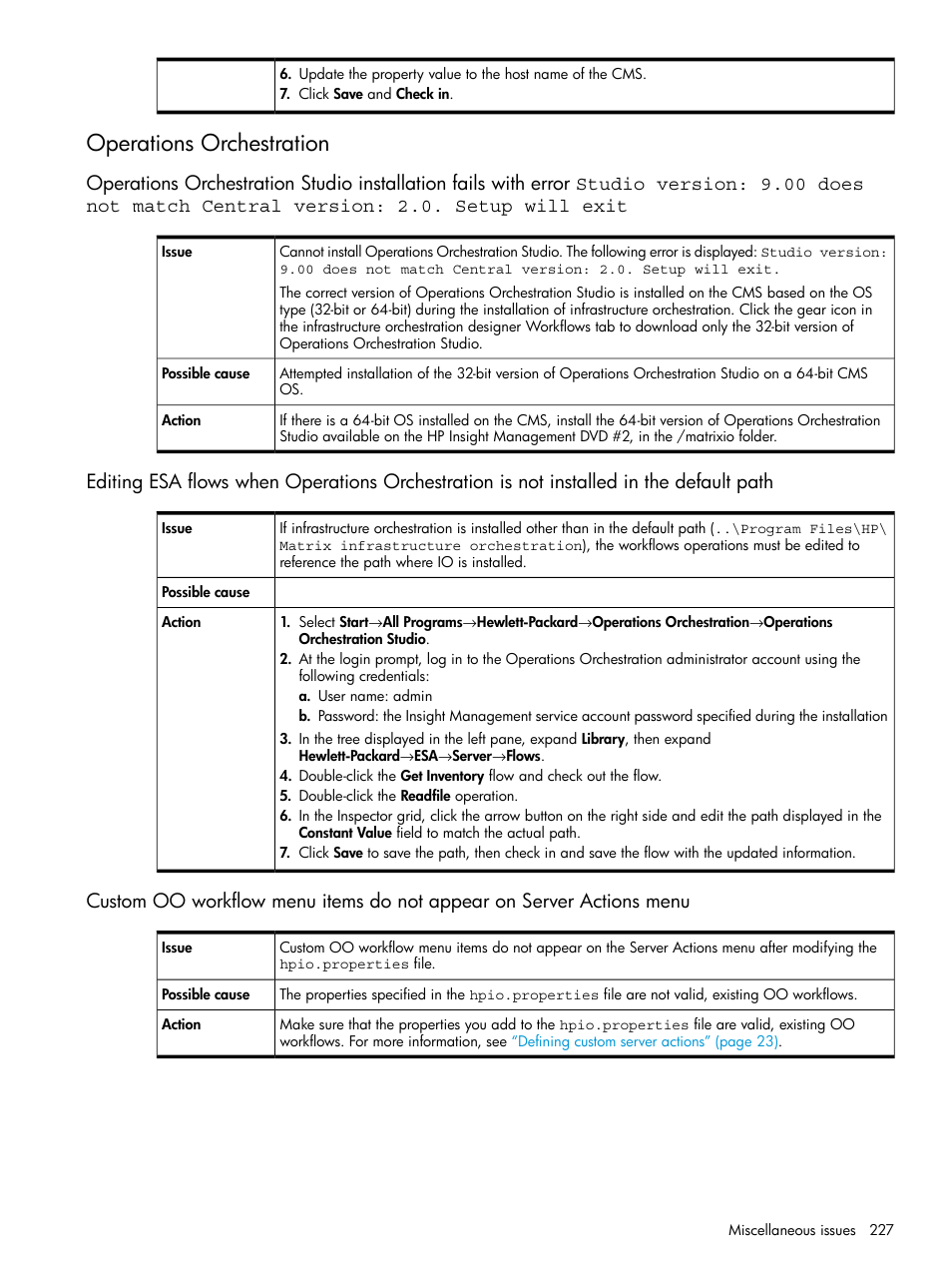 Operations orchestration | HP Matrix Operating Environment Software User Manual | Page 227 / 264