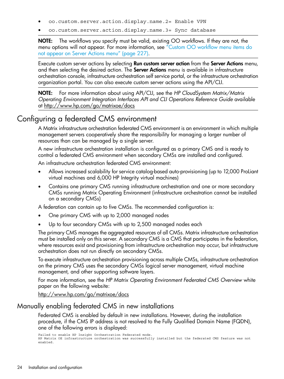 Configuring a federated cms environment | HP Matrix Operating Environment Software User Manual | Page 24 / 264
