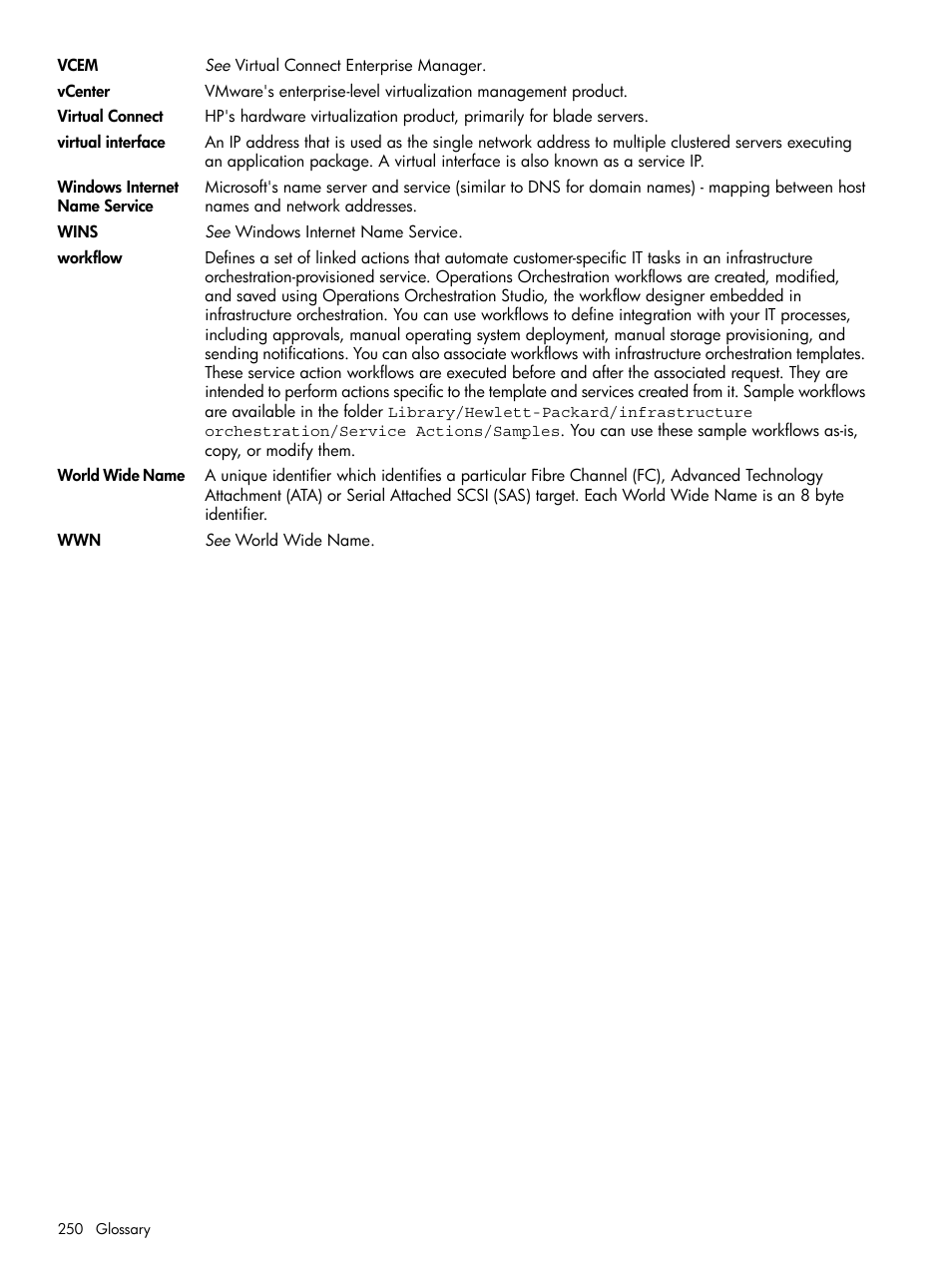HP Matrix Operating Environment Software User Manual | Page 250 / 264