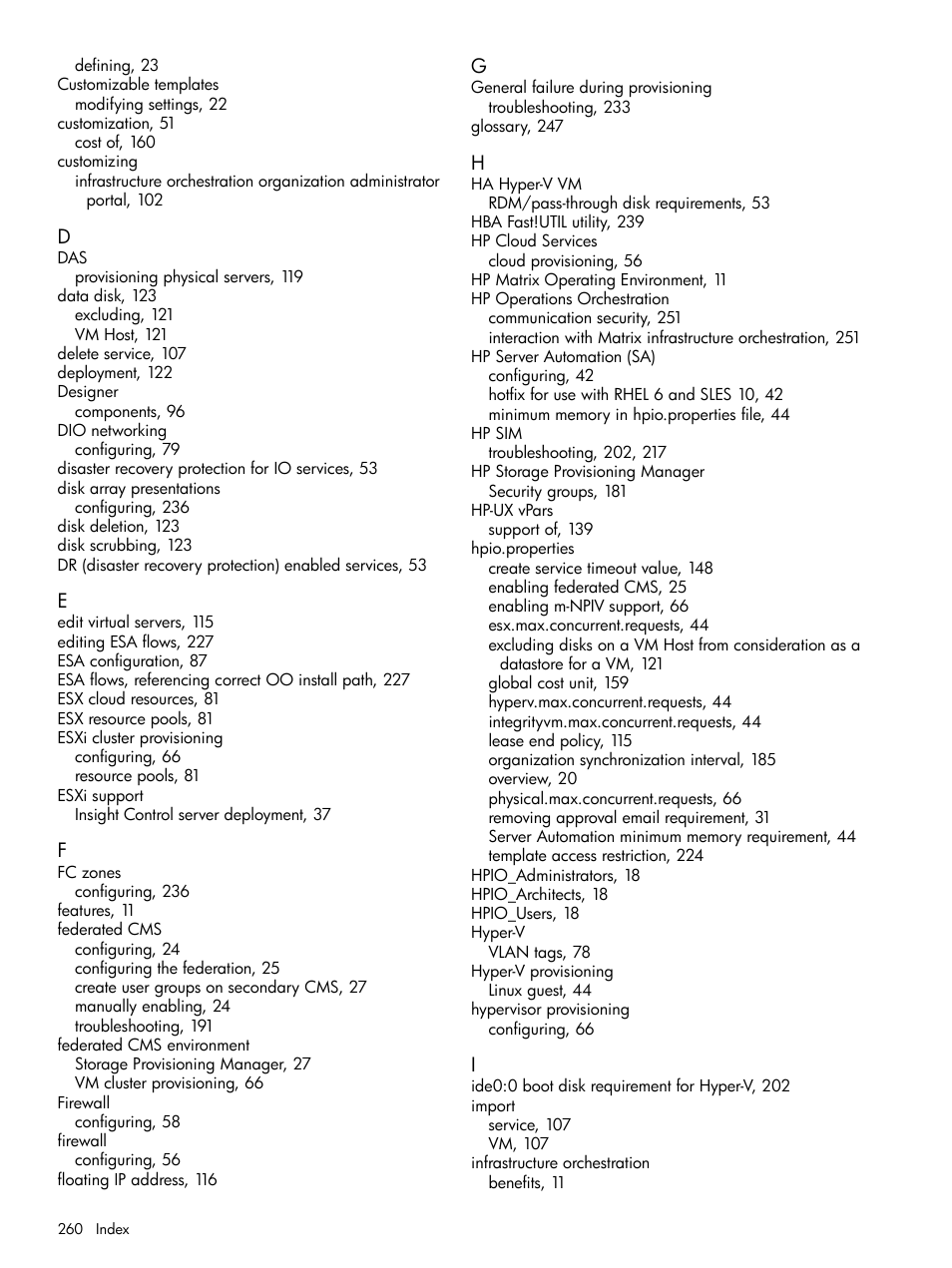 HP Matrix Operating Environment Software User Manual | Page 260 / 264