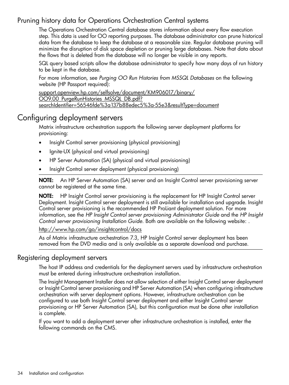 Configuring deployment servers, Registering deployment servers | HP Matrix Operating Environment Software User Manual | Page 34 / 264