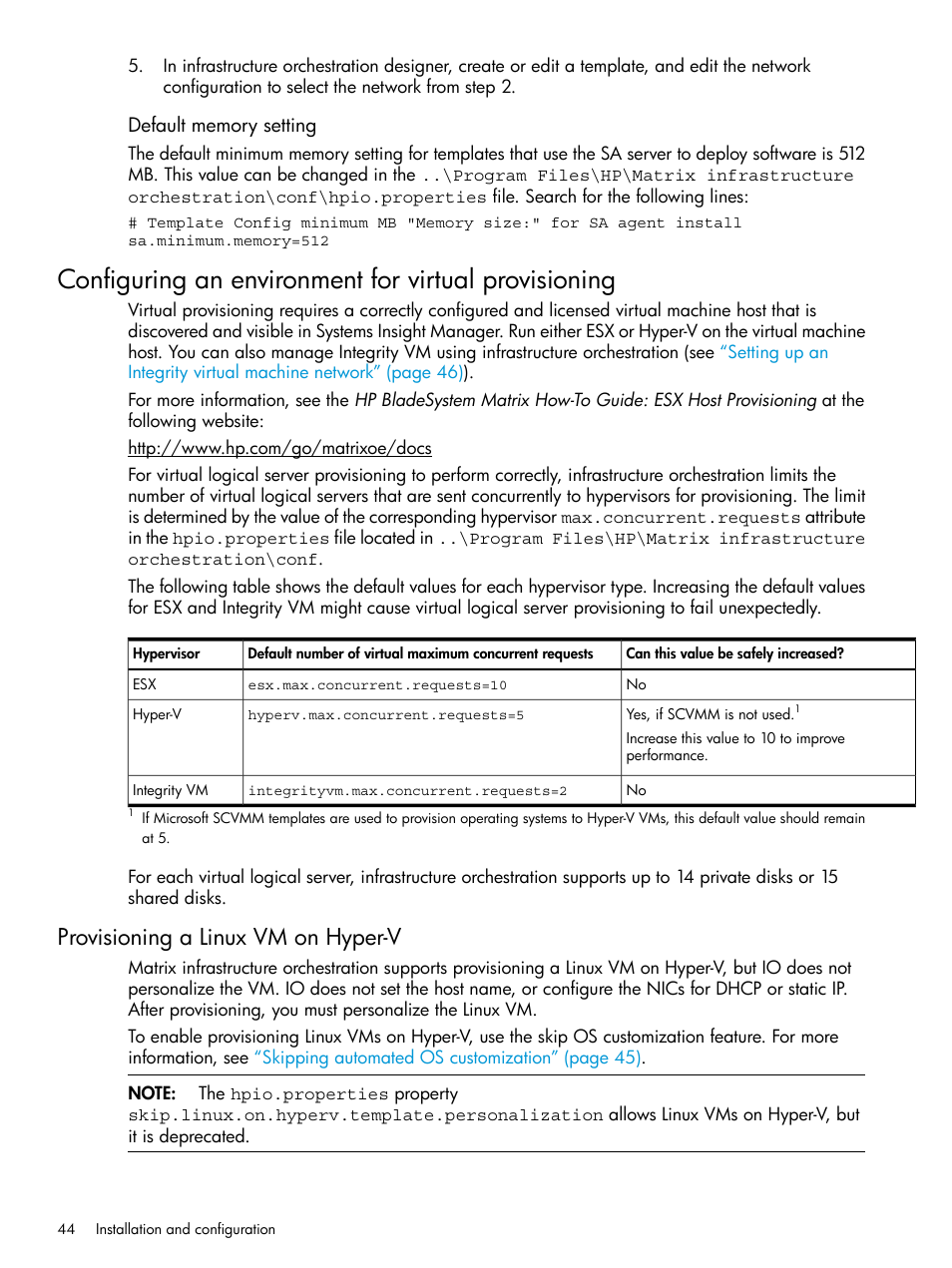 Provisioning a linux vm on hyper-v | HP Matrix Operating Environment Software User Manual | Page 44 / 264