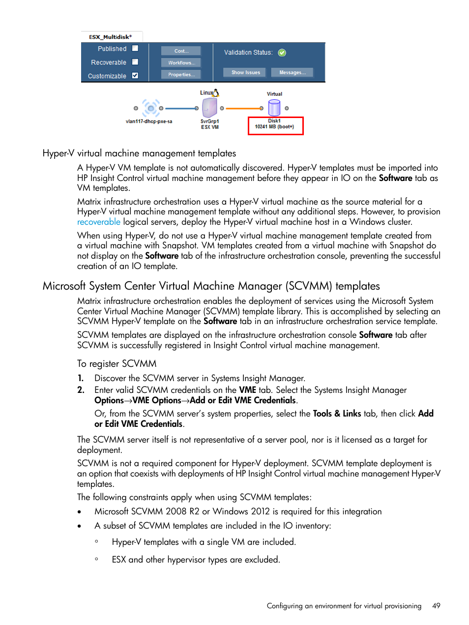 Hyper-v virtual machine management templates | HP Matrix Operating Environment Software User Manual | Page 49 / 264