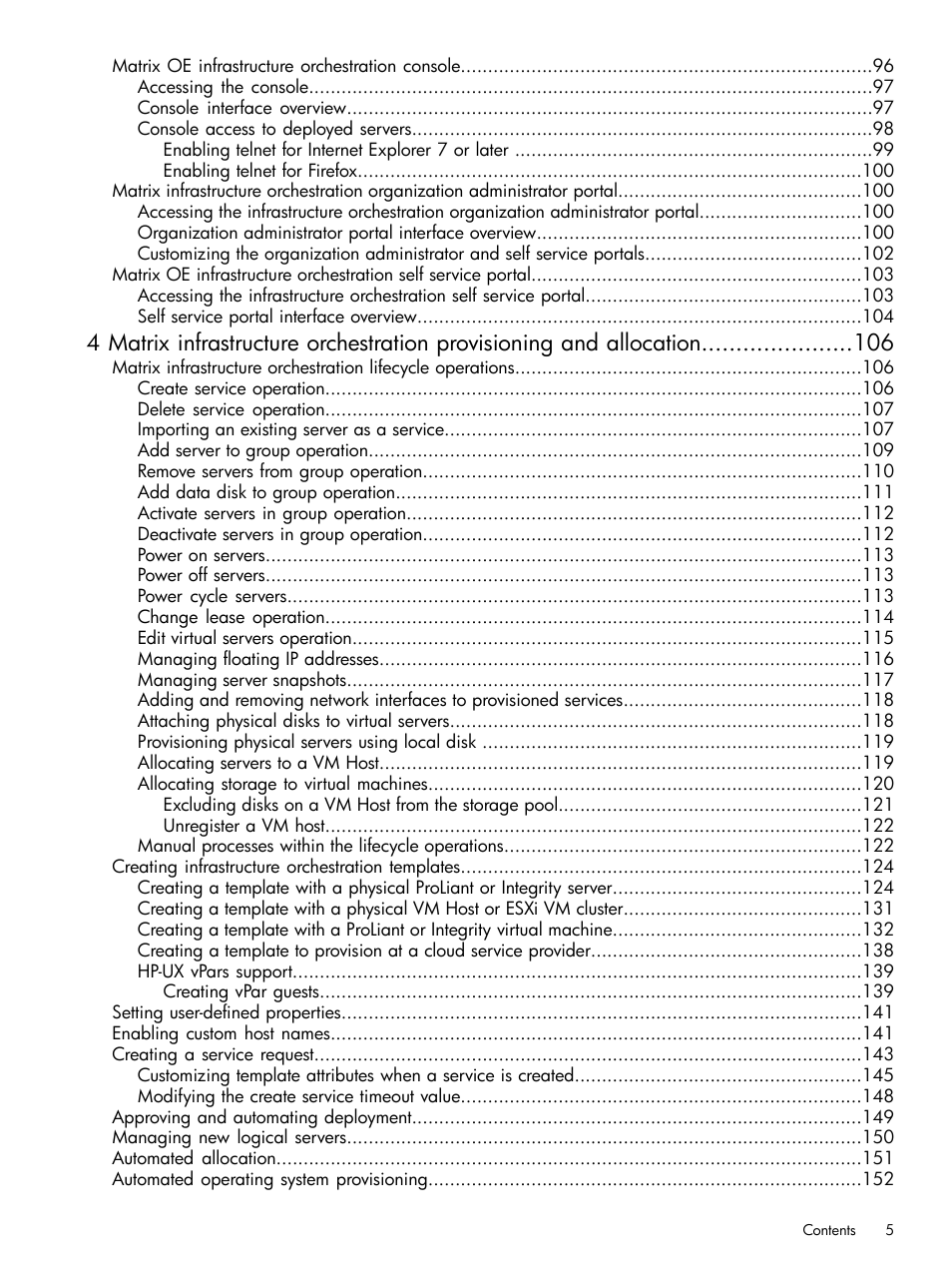 HP Matrix Operating Environment Software User Manual | Page 5 / 264