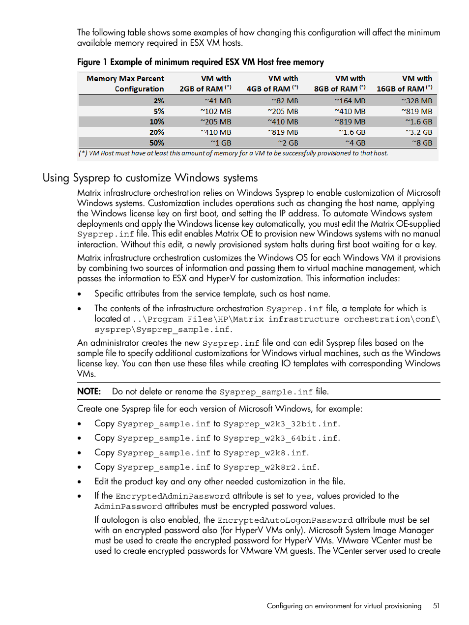 Using sysprep to customize windows systems | HP Matrix Operating Environment Software User Manual | Page 51 / 264