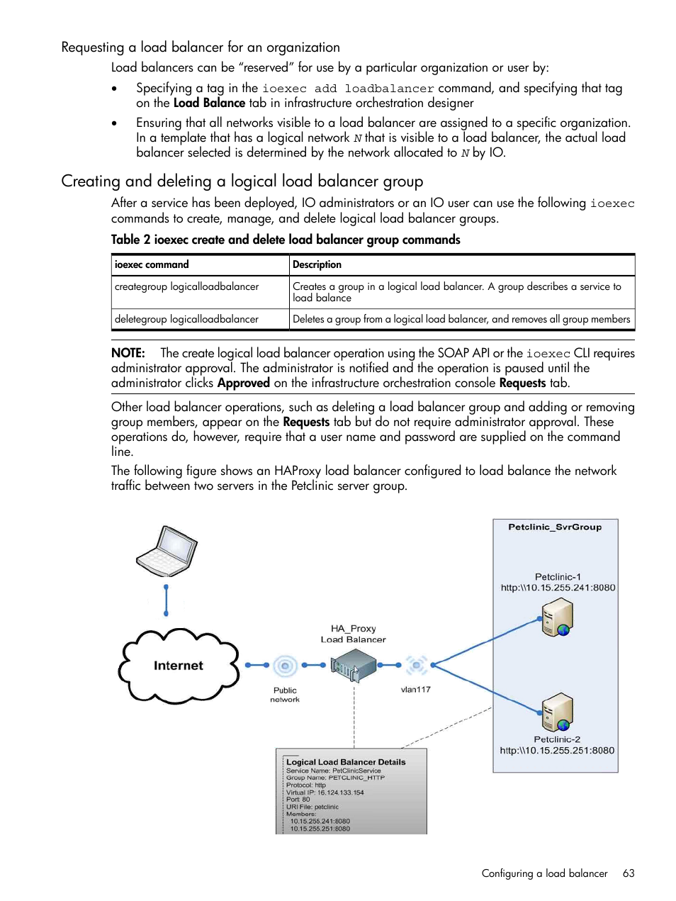 Requesting a load balancer for an organization | HP Matrix Operating Environment Software User Manual | Page 63 / 264