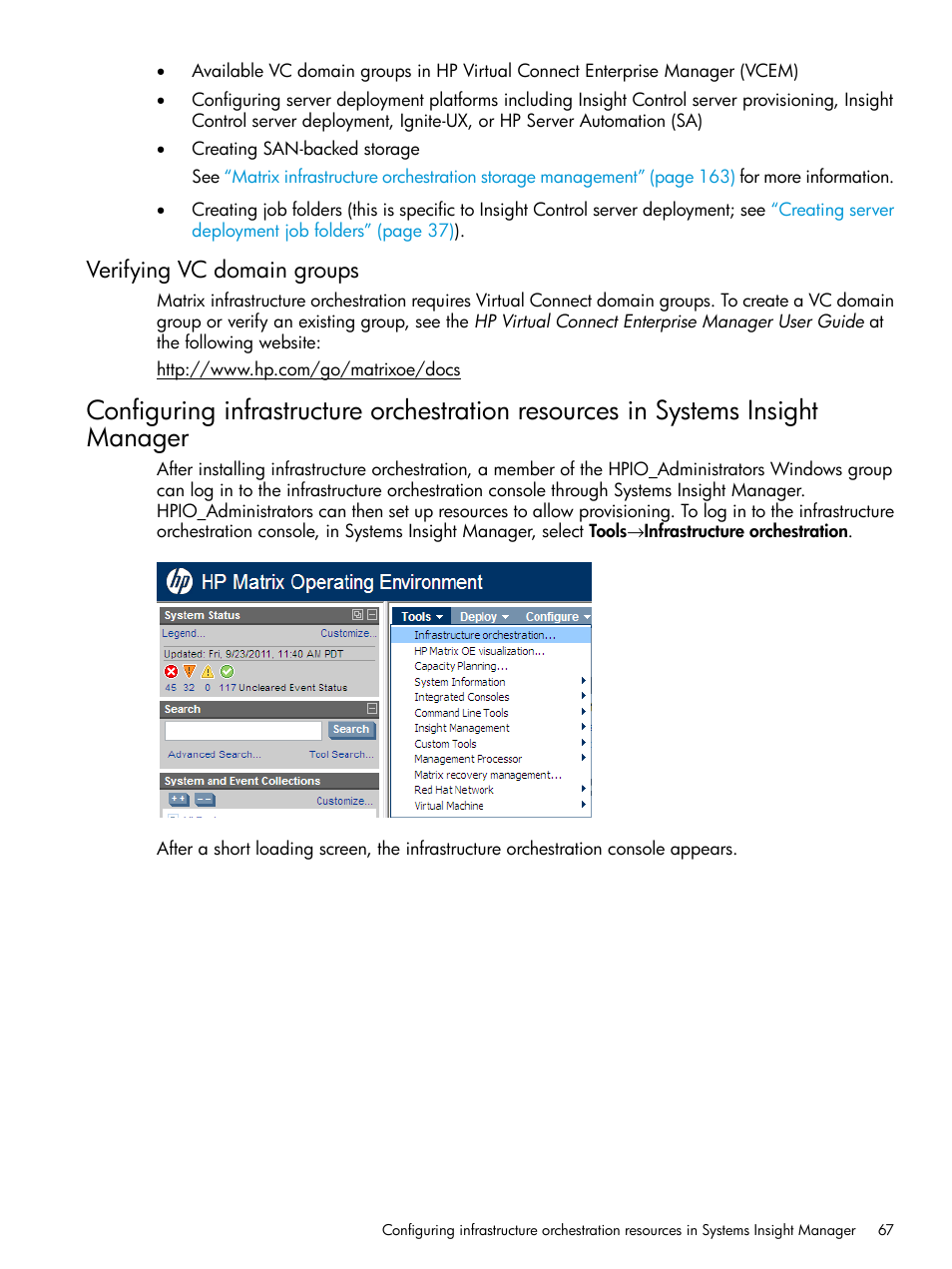Verifying vc domain groups | HP Matrix Operating Environment Software User Manual | Page 67 / 264