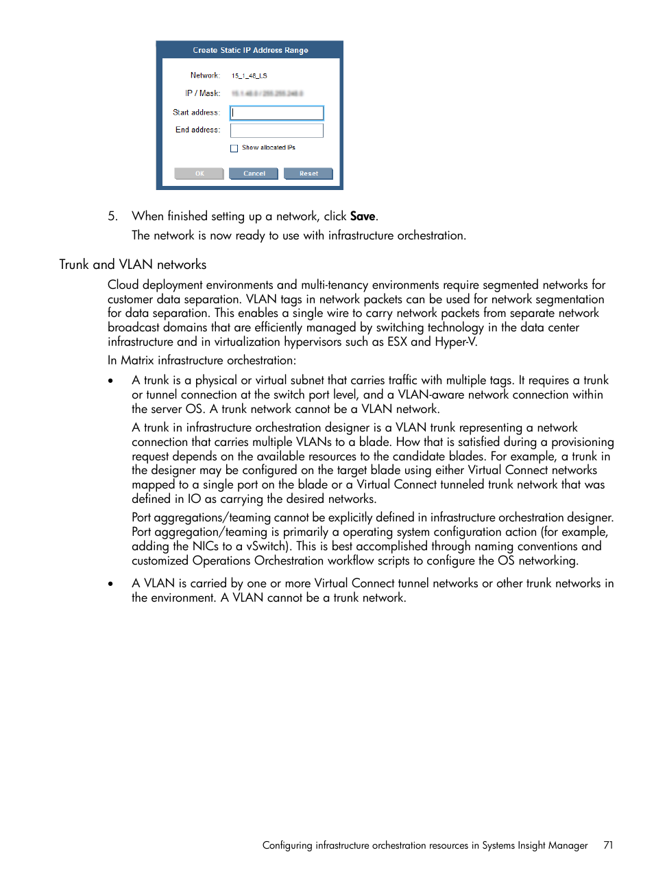 Trunk and vlan networks | HP Matrix Operating Environment Software User Manual | Page 71 / 264